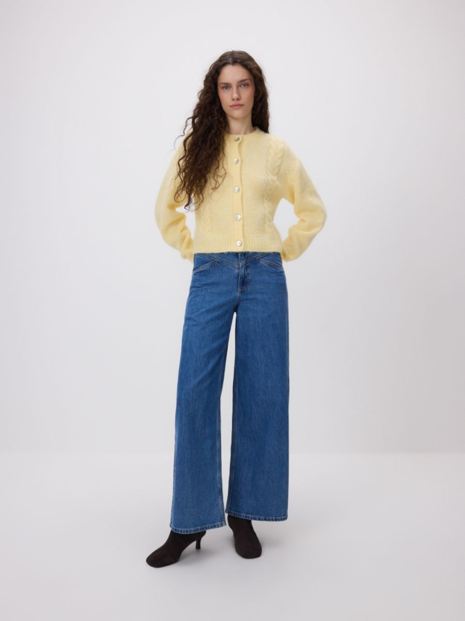 קרדיגן צמות עם כפתורים דקורטיביים