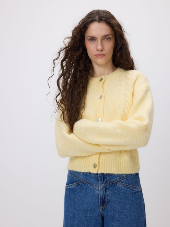 קרדיגן צמות עם כפתורים דקורטיביים