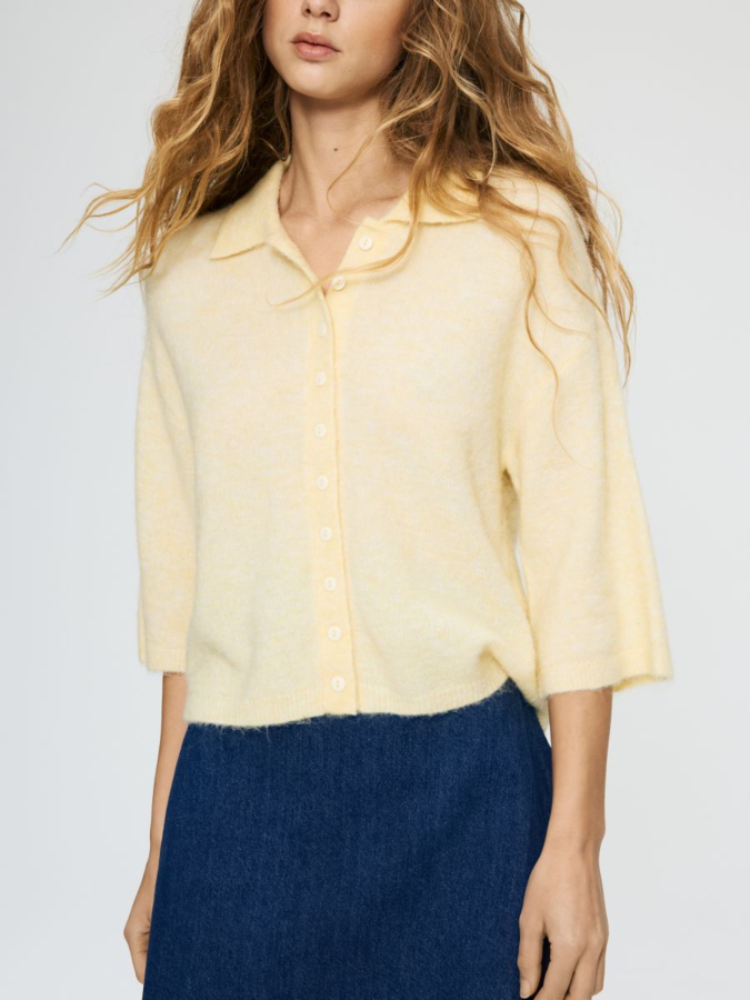 קרדיגן כפתורים עם צווארון