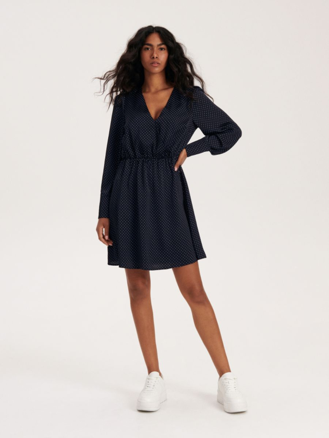 שמלת מיני מעטפת נקודות