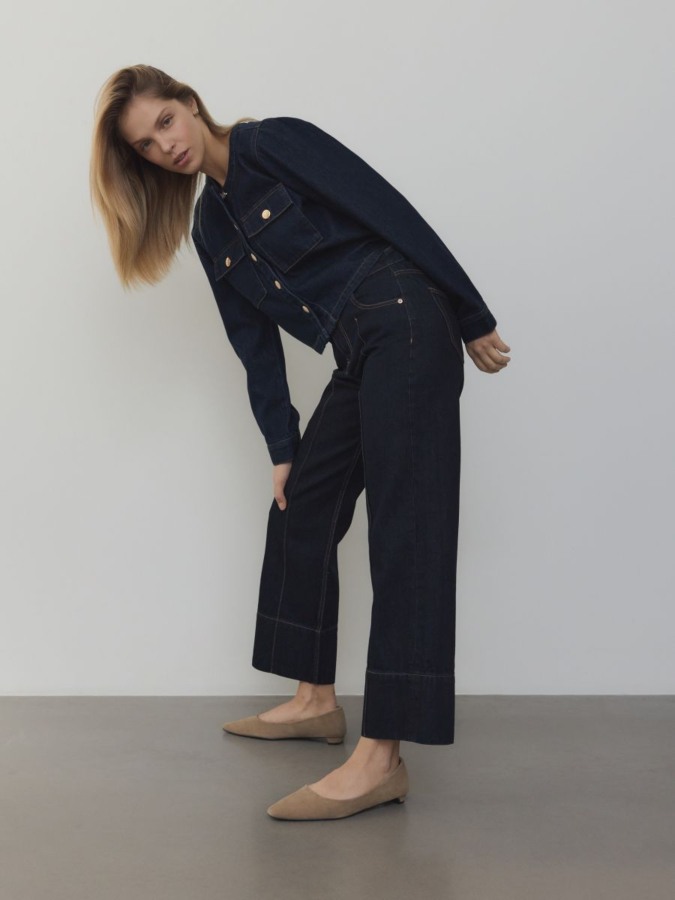 ג'ינס בגזרה ישרה עם תפרים