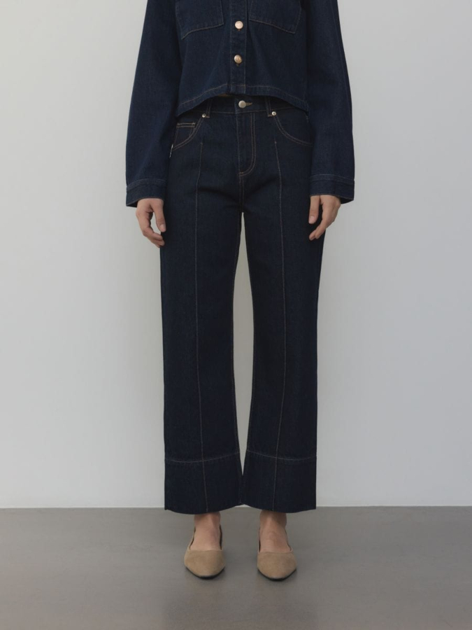 ג'ינס בגזרה ישרה עם תפרים