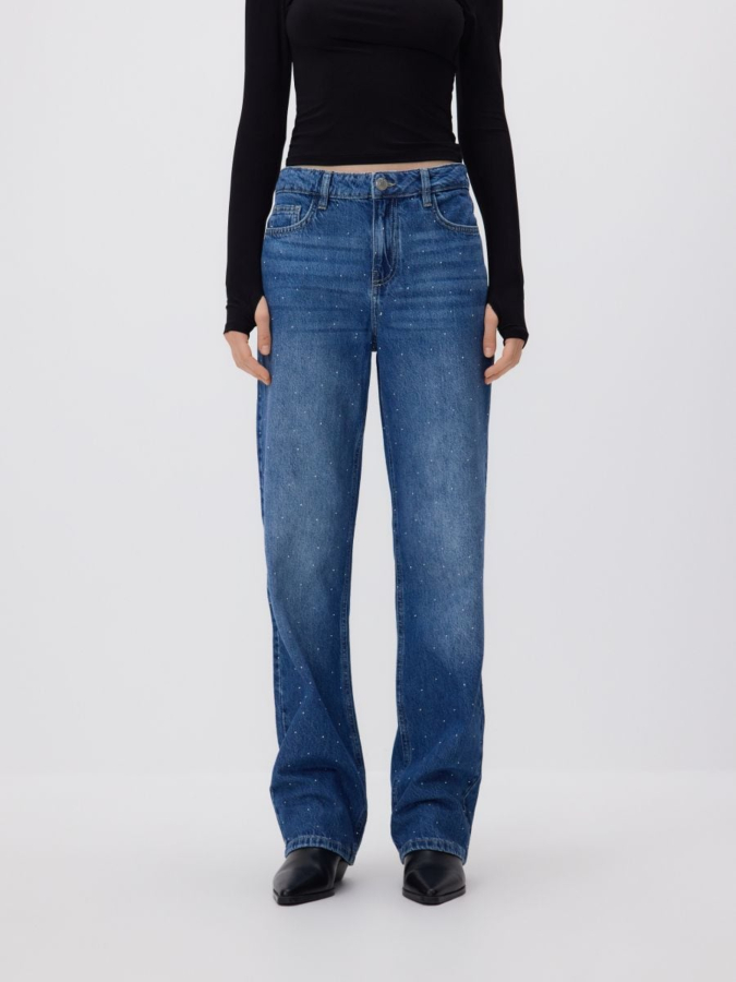 ג'ינס גזרה ישרה עם אבנים