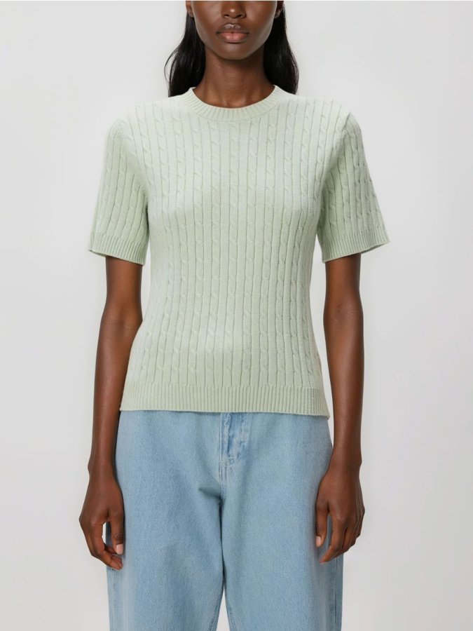 סריג צמות שרוול קצר