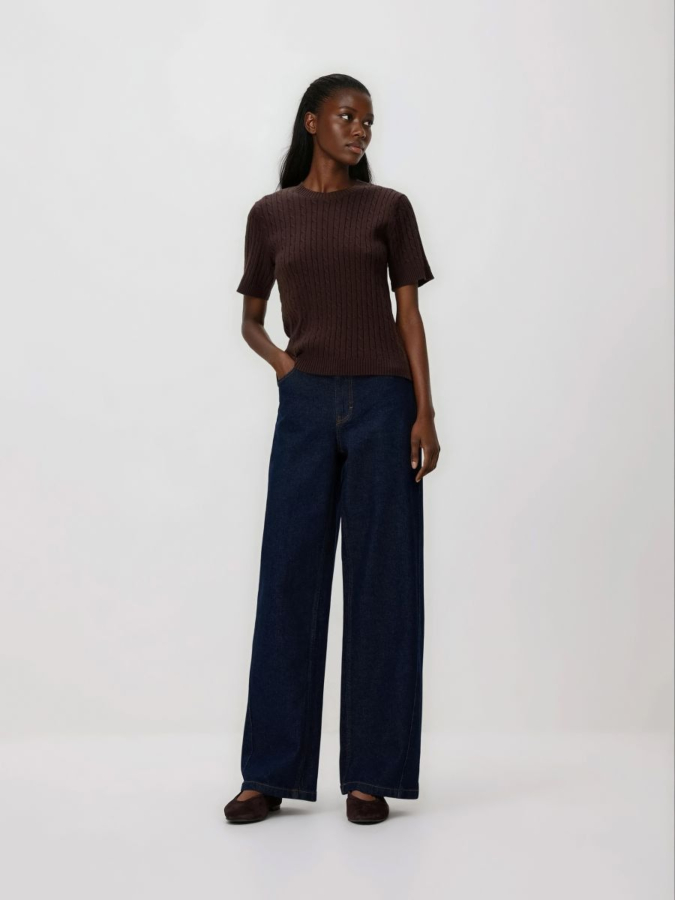 סריג צמות שרוול קצר