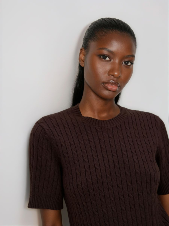 סריג צמות שרוול קצר