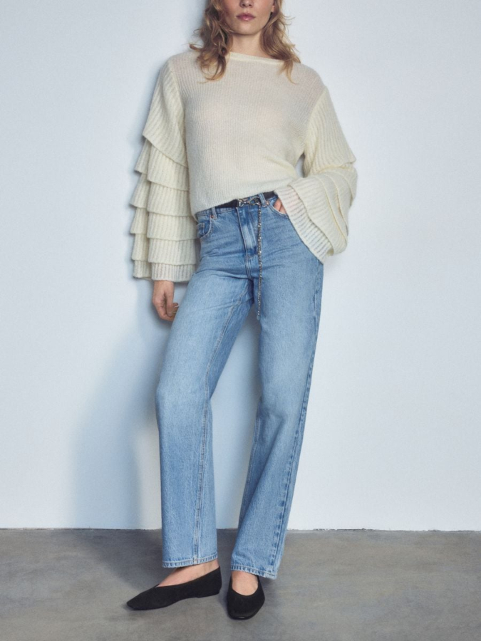 ג'ינס Straight leg עם חגורה