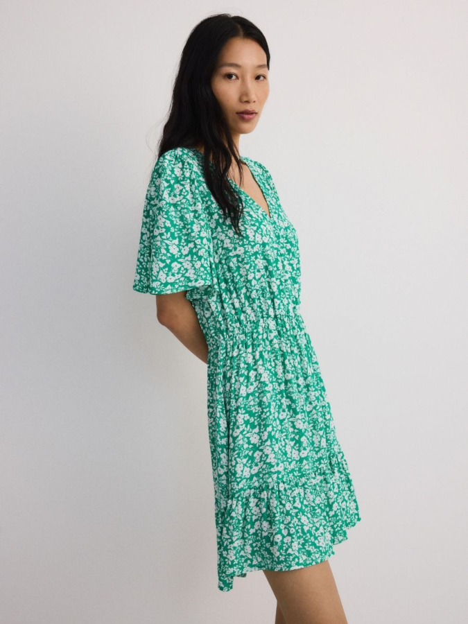 שמלה פרחונית ויסקוזה כיווצים