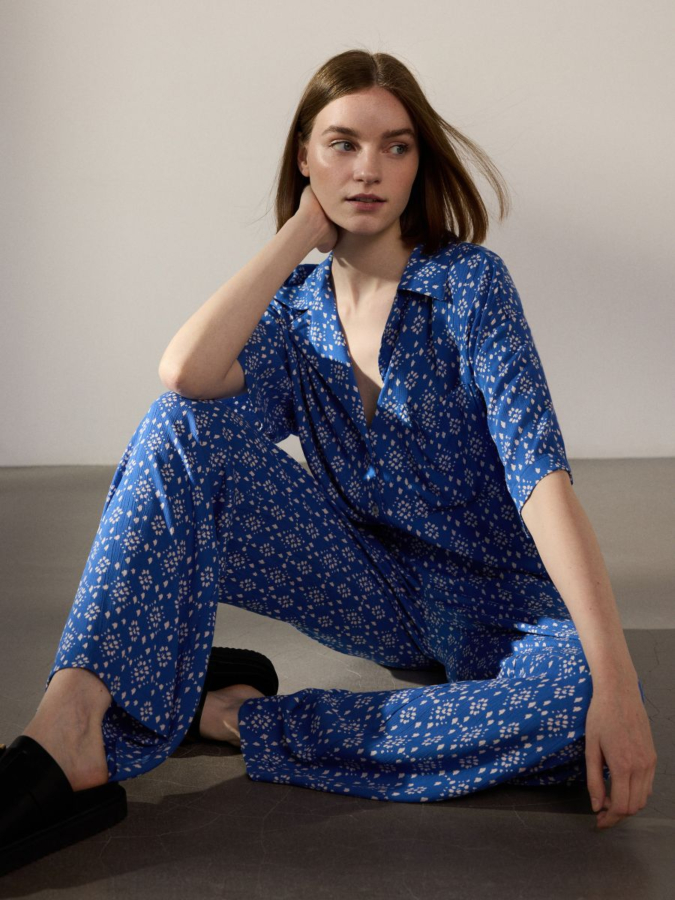 מכנסי ויסקוזה רחבים מודפסים