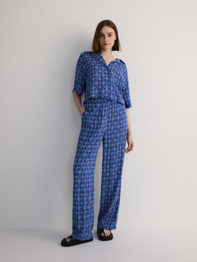 מכנסי ויסקוזה רחבים מודפסים