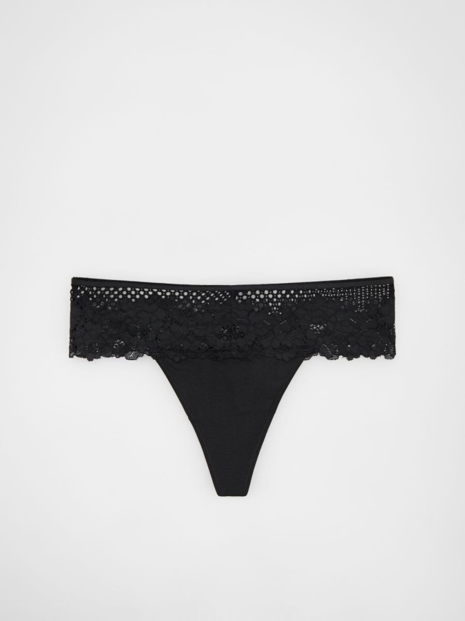 תחתון חוטיני שחור תחרה