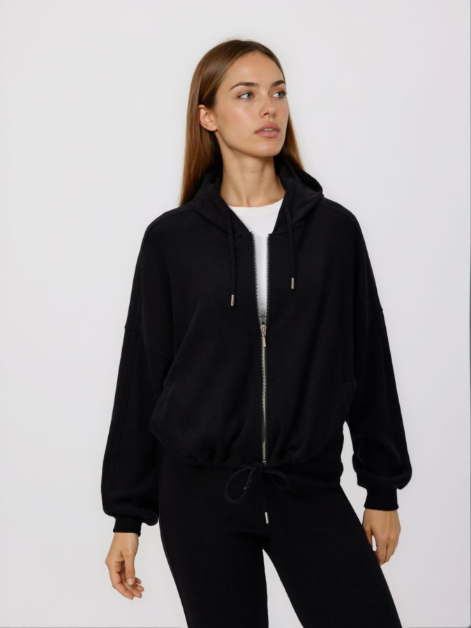 סווטשירט קפוצ'ון עם רוכסן