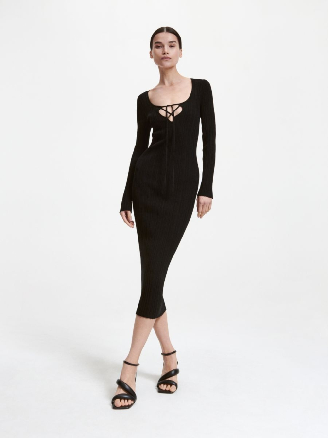 שמלת ג'רסי שחורה צמודה