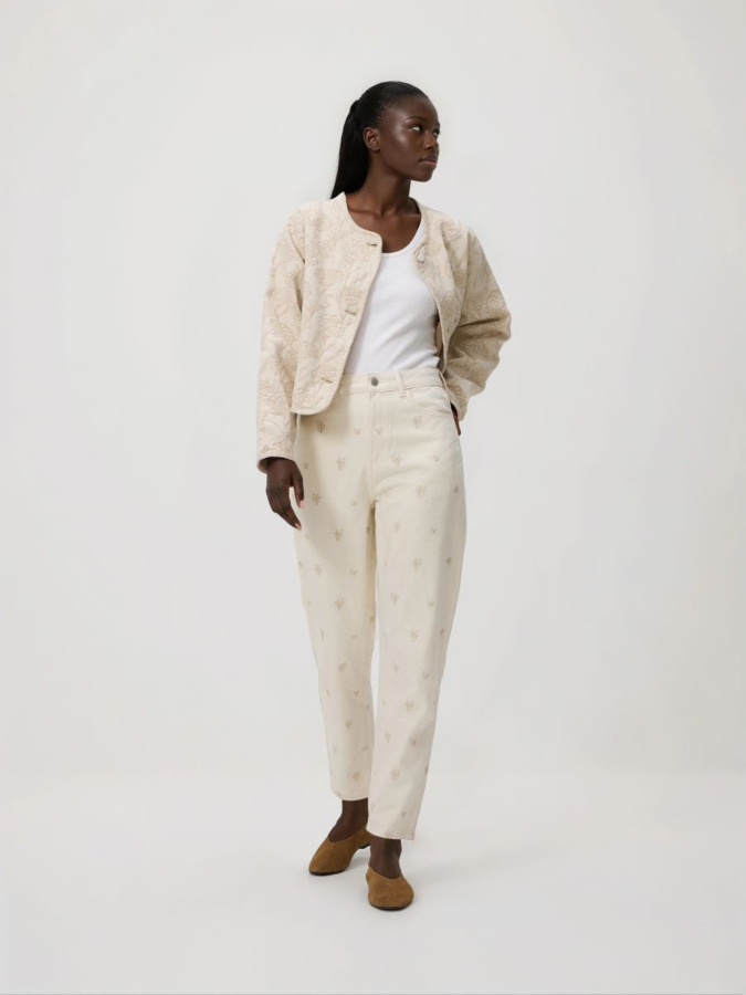 ג'ינס MOM עם רקמה