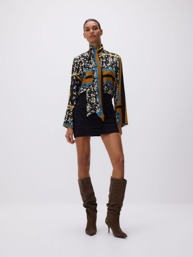 חולצה מודפסת צווארון קשירה