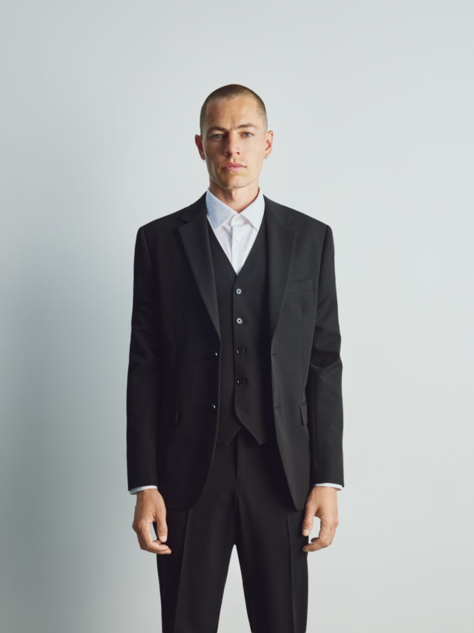 בלייזר בגזרת Slim Fit בתערובת ויסקוזה