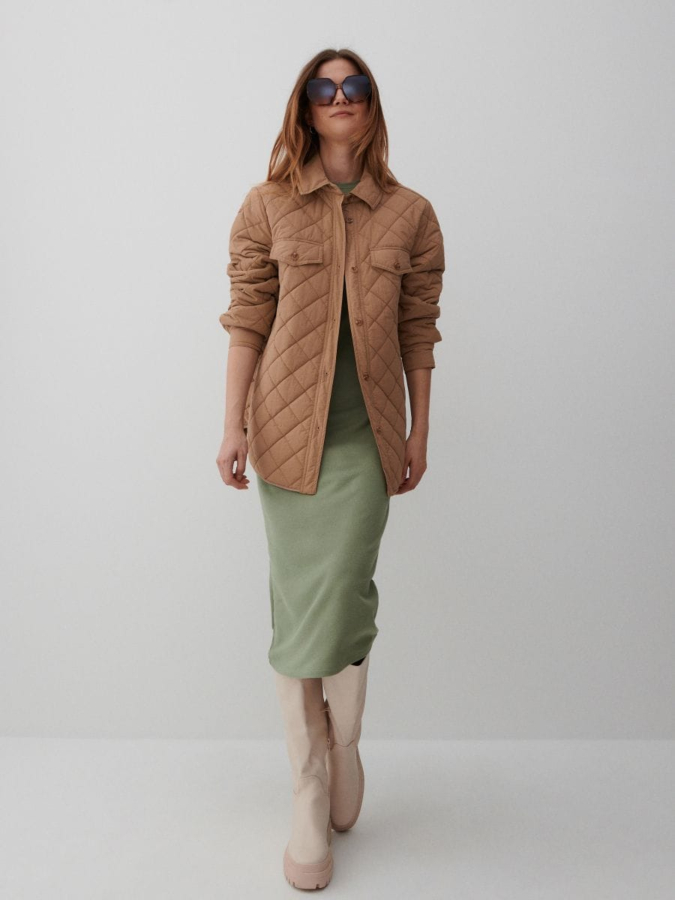 שמלת סריג צמודה שרוול ארוך