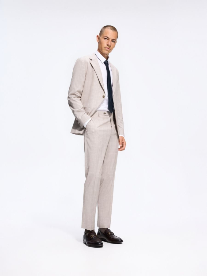 בלייזר משובץ בגזרת Slim Fit