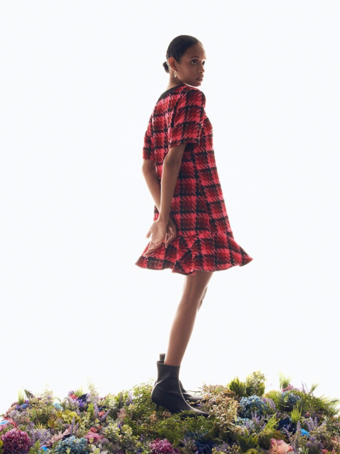 שמלת טוויד מידי משבצות