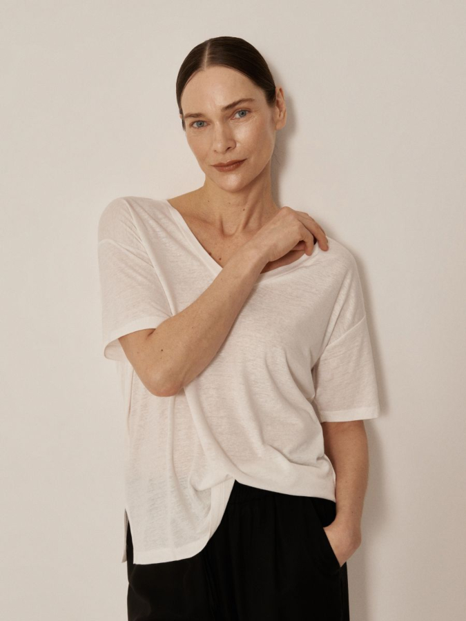 חולצה קצרה בשילוב פשתן