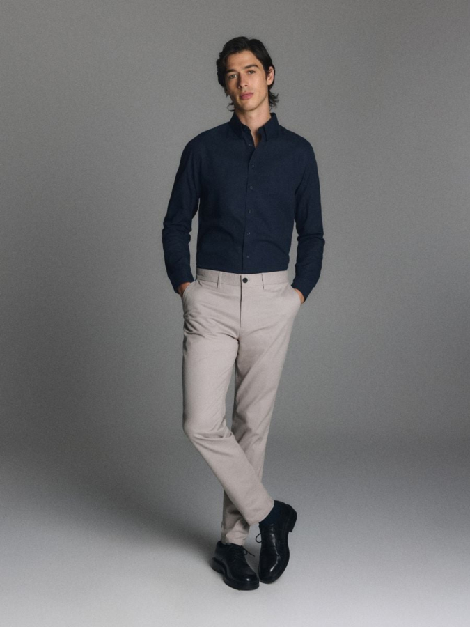 חולצה Slim Fit מכותנה ממורצרת