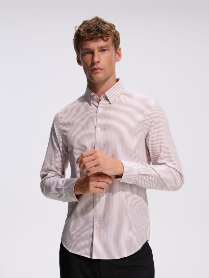 חולצה Slim Fit מכותנה ממורצרת