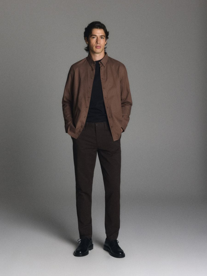 חולצה Slim Fit מכותנה ממורצרת