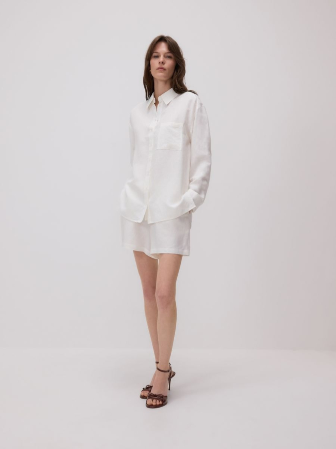 חולצה מכופתרת תערובת פשתן ויסוקזה