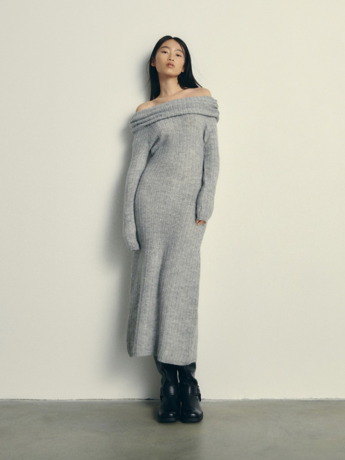 שמלת ג'רסי סריג ארוכה