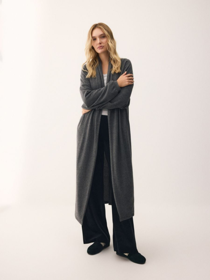 קרדיגן ארוך מתערובת ויסקוזה