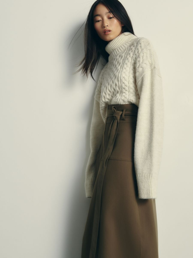 חצאית מקסי עם חגורת קשירה