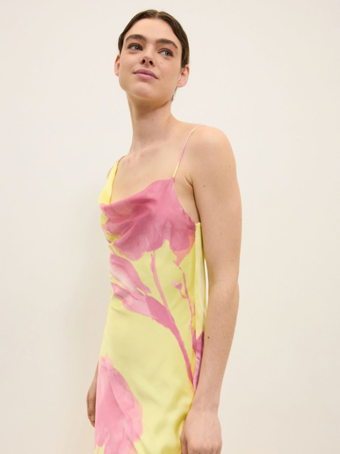 שמלת כתפיות דפוס פרחים