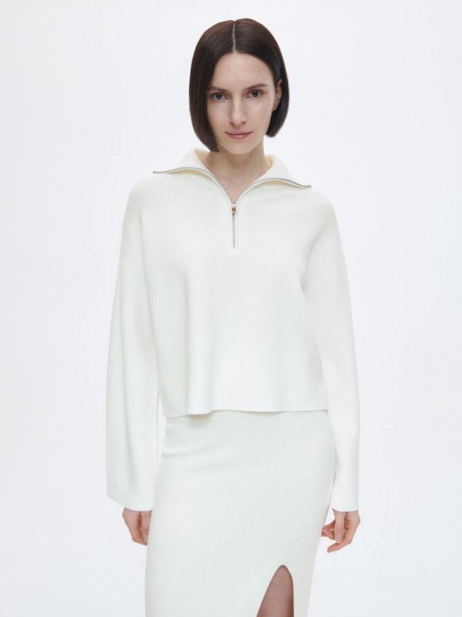 סווטשירט צווארון גולף עם רוכסן